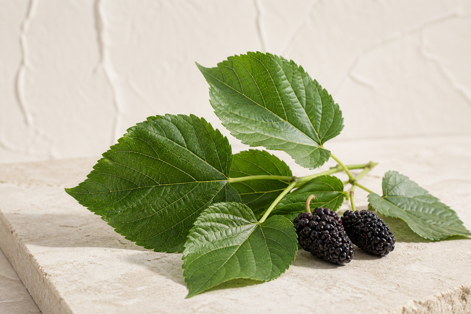 White mulberry leaves and leaf powder